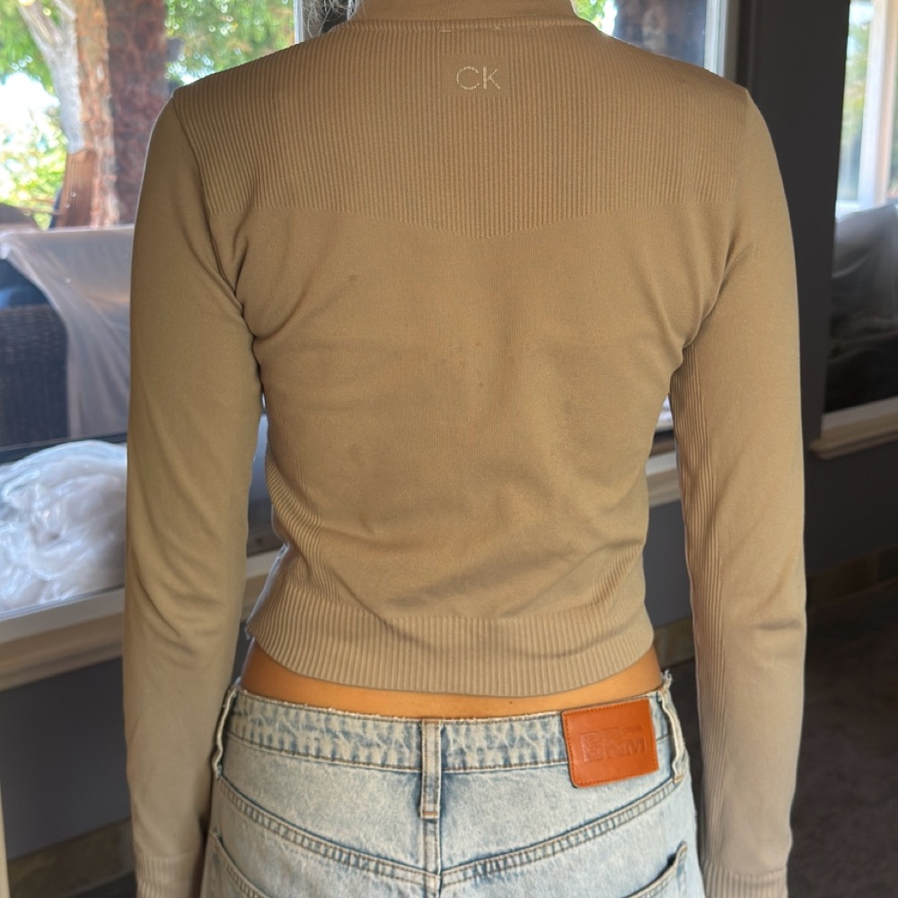Calvin Klein Performance Tan Zip-Up Top - Picture 2 of 6